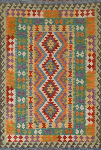 South Western Wool Kilim Oriental Area Rug 6x8