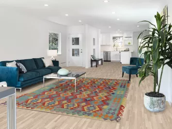 Geometric Wool Kilim Living Room Rug 7x10