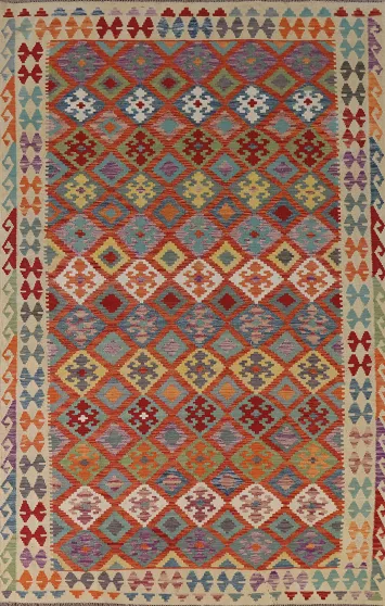 Multicolor Wool Kilim Living Room Area Rug 7x10
