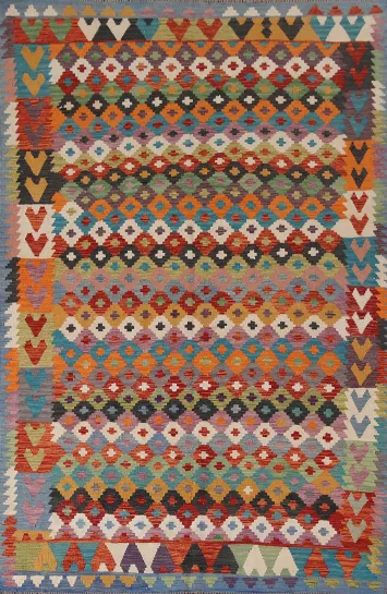 Reversible Wool Kilim Living Room Rug 7x10