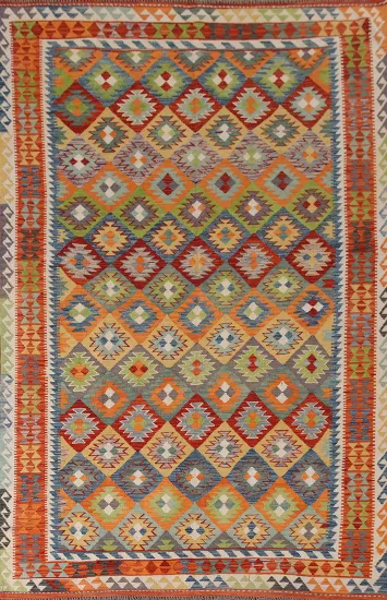 Reversible Wool Kilim Living Room Rug 7x10