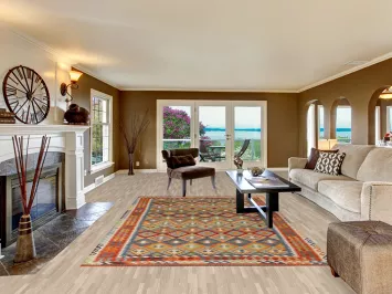 Reversible Wool Kilim Living Room Rug 7x10