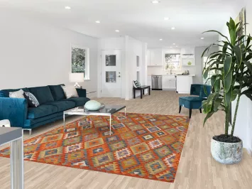 Orange Wool Kilim Living Room Area Rug 7x10