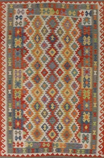 Multicolor Wool Kilim Living Room Area Rug 7x10