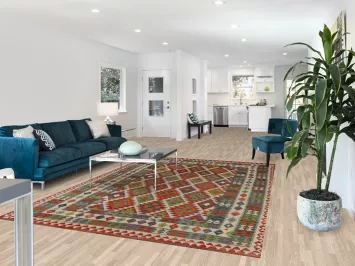 Geometric Wool Kilim Living Room Area Rug 7x10