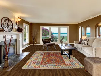 Geometric Wool Kilim Living Room Rug 7x10