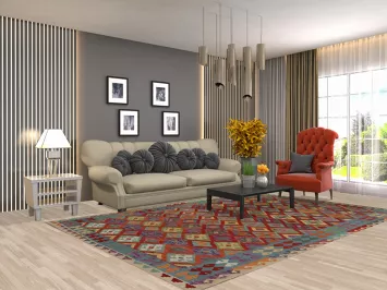 Multicolor Wool Kilim Living Room Rug 7x10