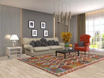 Multicolor Wool Kilim Living Room Area Rug 7x10