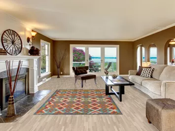 Geometric Wool Kilim Oriental Area Rug 6x8