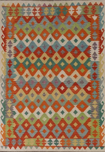 Reversible Wool Kilim Oriental Area Rug 6x8