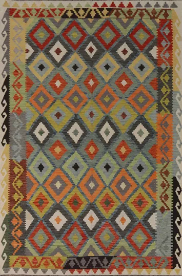Multicolor Wool Kilim Oriental Area Rug 7x9