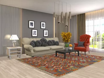 Reversible Wool Kilim Oriental Area Rug 7x9