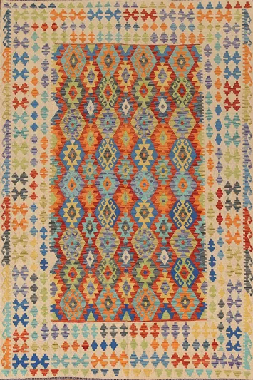 Reversible Wool Kilim Living Room Rug 7x10