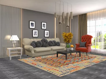 Reversible Wool Kilim Living Room Rug 7x10