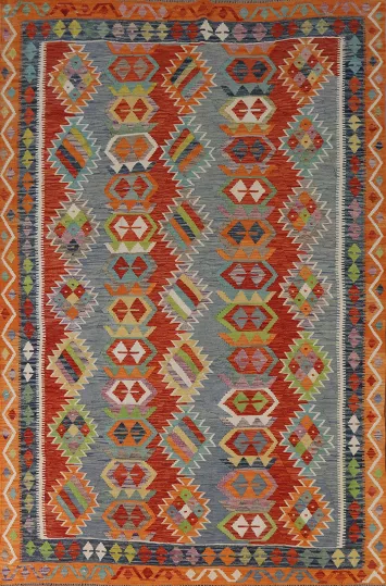 Multicolor Kilim Reversible Wool Area Rug 7x9