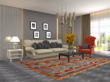 Multicolor Kilim Reversible Wool Area Rug 7x9