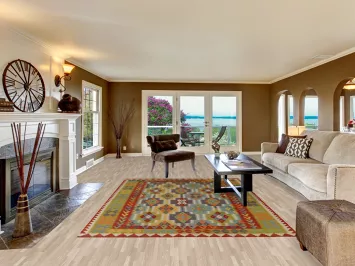 Reversible Wool Kilim Living Room Area Rug 7x10