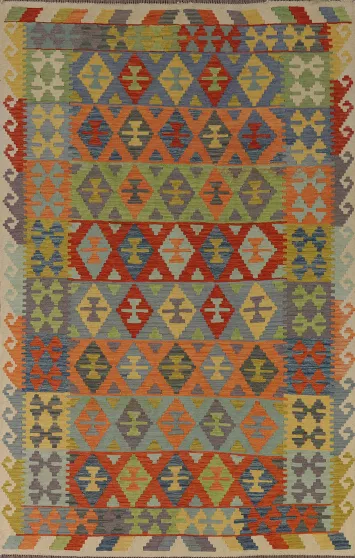 Reversible Wool Kilim Living Room Area Rug 7x10