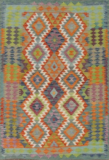 Geometric Wool Kilim Oriental Rug 4x6
