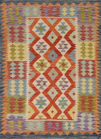 Multicolor Wool Kilim Oriental Rug 4x6