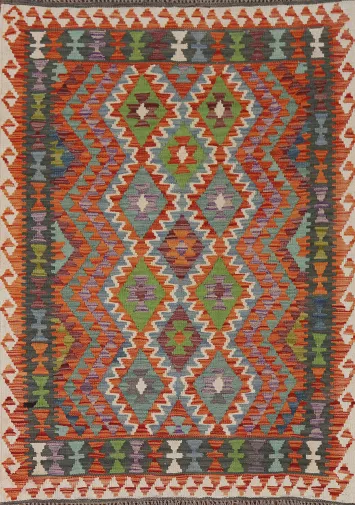 Reversible Wool Wool Kilim Oriental Rug 4x5