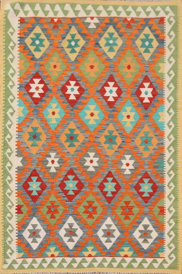 Reversible Wool Kilim Oriental Accent Rug 4x6