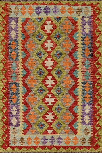 Reversible Wool Kilim Oriental Accent Rug 4x6