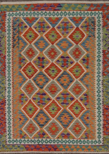 Reversible Wool Kilim Oriental Rug 4x6