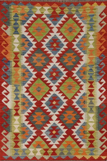 Geometric Kilim Oriental Wool Rug 4x6
