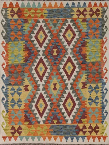 Reversible Wool Kilim Oriental Accent Rug 4x6