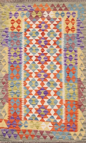 South Western Multicolor Kilim Oriental Wool Rug 3x5