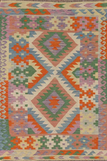Geometric Kilim Oriental Reversible Wool Rug 3x5