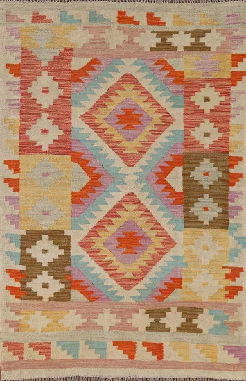 South Western Wool Kilim Oriental Accent Rug 3x5