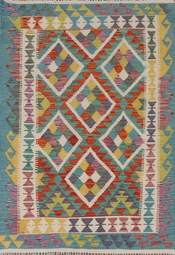 Multicolor Kilim Oriental Wool Rug 3x5