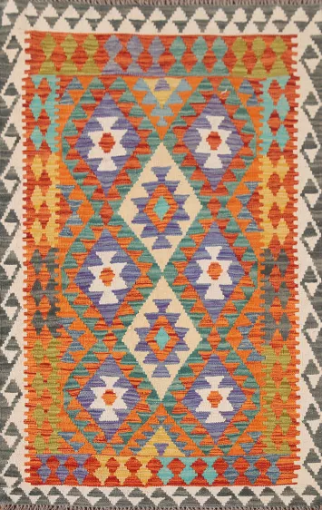 Reversible Wool Kilim Oriental Accent Rug 3x5