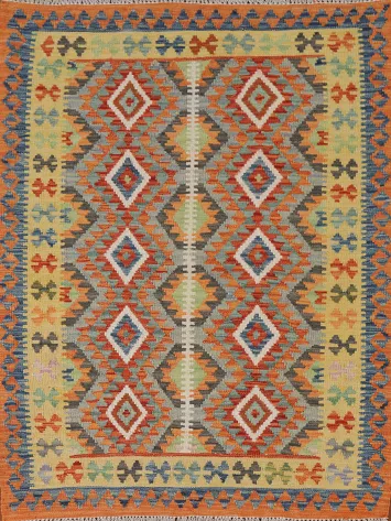 Reversible Wool Kilim Oriental Accent Rug 4x5