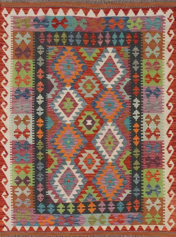 Multicolor Kilim Oriental Accent Rug 4x6