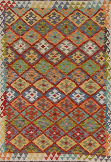 Reversible Wool Kilim Oriental Accent Rug 4x6