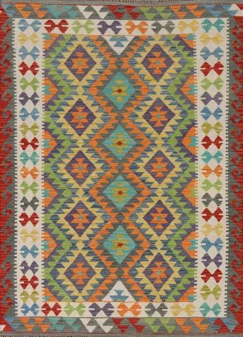Multicolor Kilim Oriental Wool Rug 4x6