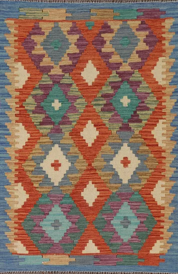 Geometric Kilim Oriental Wool Rug 3x5