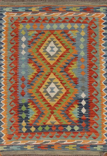Reversible Wool Kilim Oriental Accent Rug 3x5