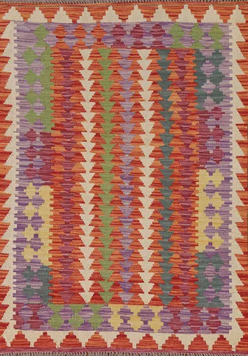 Geometric Wool Kilim Oriental Accent Rug 3x5