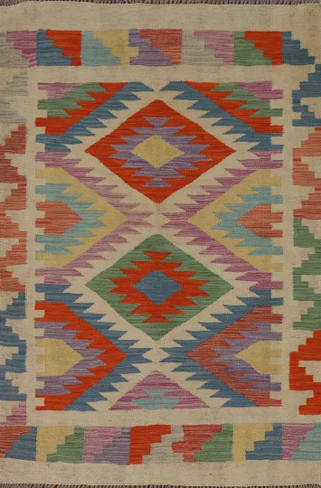 South Western Kilim Reversible Wool Rug 3x5
