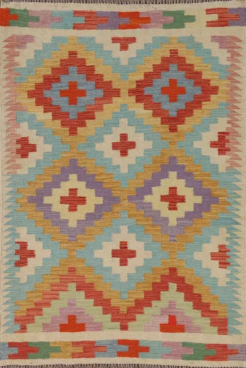 Geometric Wool Kilim Oriental Rug 4x5