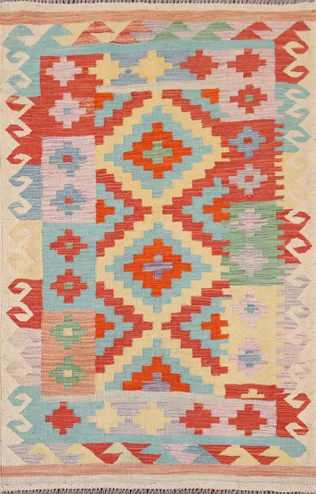 Reversible Wool Kilim Oriental Accent Rug 3x5