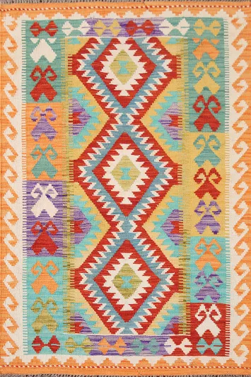 Multicolor Wool Kilim Oriental Accent Rug 3x5