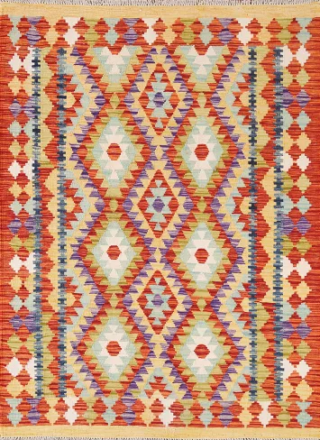 Reversible Wool Kilim Oriental Rug 4x5