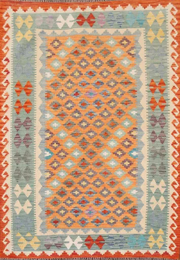 Geometric Wool Kilim Oriental Rug 4x6