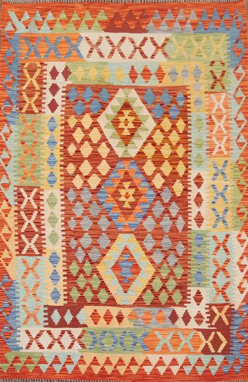 South Western Kilim Reversible Wool Rug 4x6