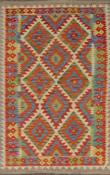 South Western Kilim Reversible Wool Rug 4x6